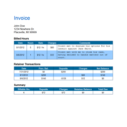 An HTML invoice generated by the software.